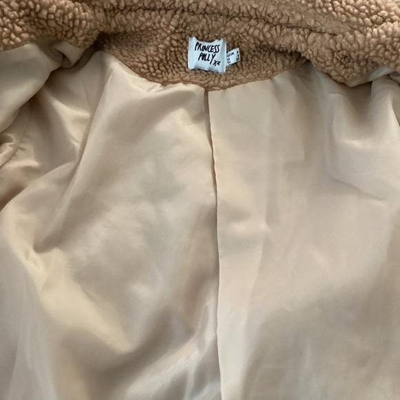 PRINCESS POLLY SIZE 0 TEDDY TAN BROWN DORIA JACKET SHERPA SOFT TOP GUC - Picture 12 of 13